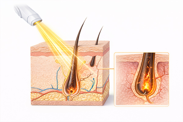 heat the hair follicle without damaging surrouding tissue